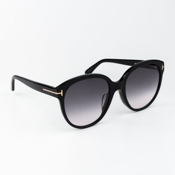 Tom Ford Women Sunglasses Shiny Black Smoke Gradient Round FT0957-D/S 01B main image 4